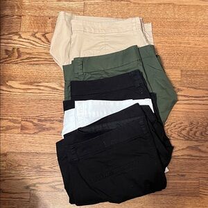 Set of 5 Old Navy Everyday Shorts in Black, White, Olive Green, and Khaki